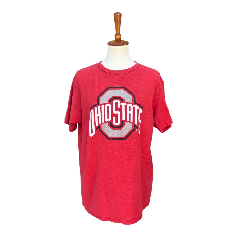 J America Size XL Vintage Inspired Red Cotton Ohio State Short Sleeve Tee Shirt